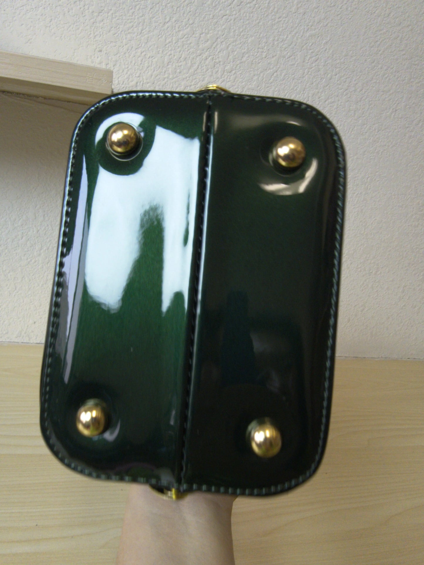 Deep Emerald Green Structured Rhinestone Frame Box Bag (E54)