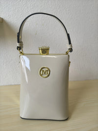 Pure White Structured Rhinestone Frame Box Bag (E57)