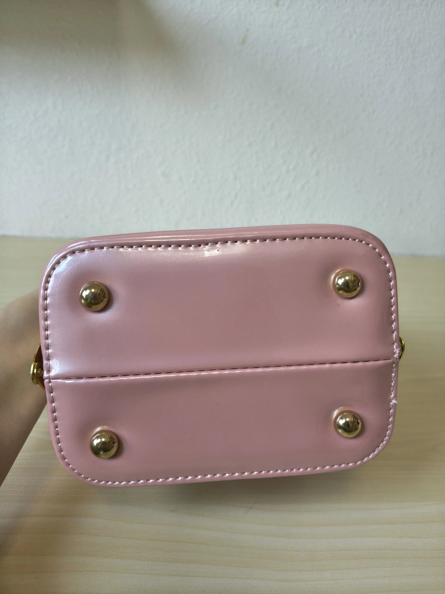 Soft Pink Structured Rhinestone Frame Box Bag (E59)