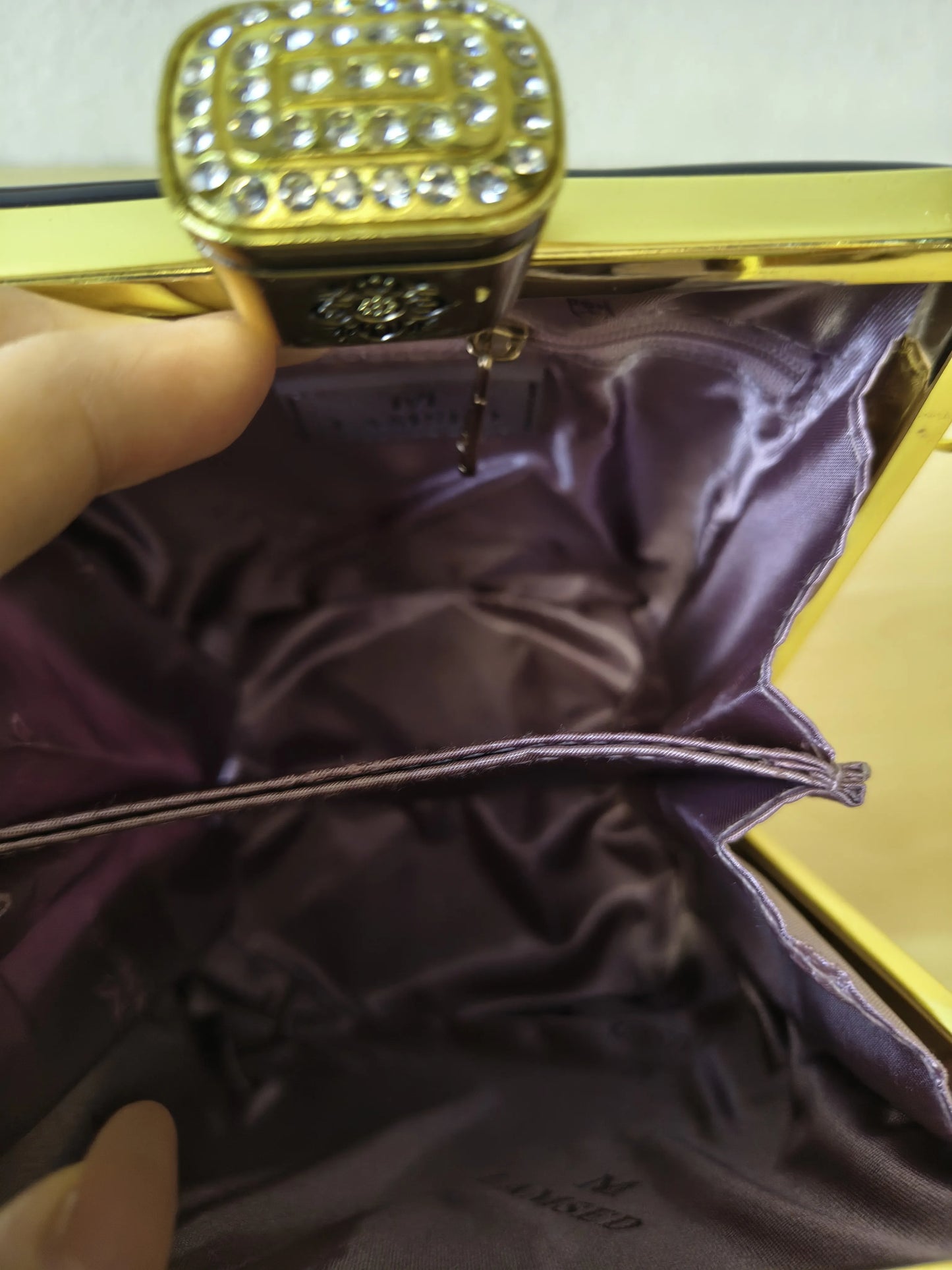 Deep Navy Blue Structured Rhinestone Frame Box Bag (E60)