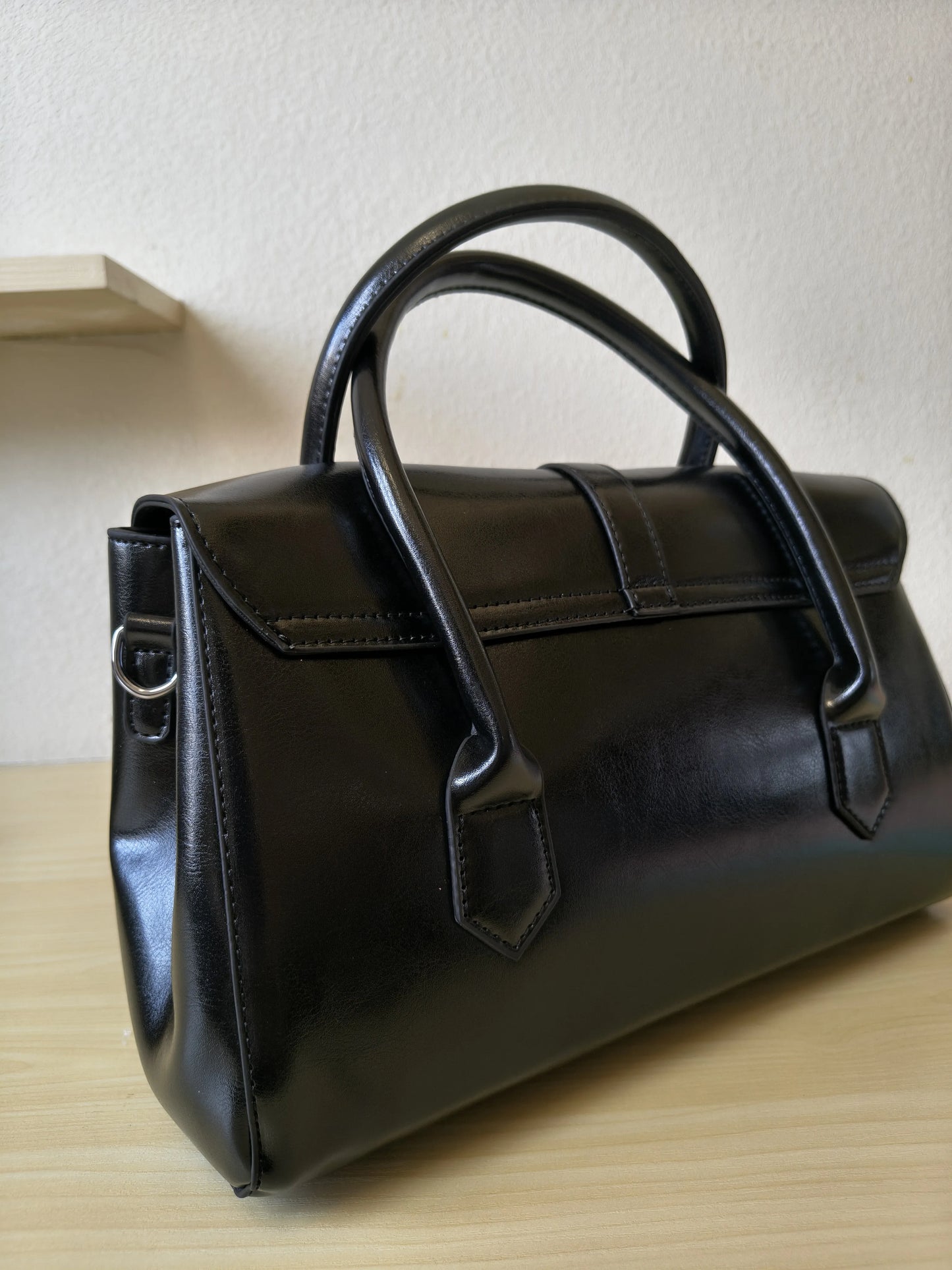 Black Crocodile Embossed Spliced 3-Piece Tote Bag Set (E65)