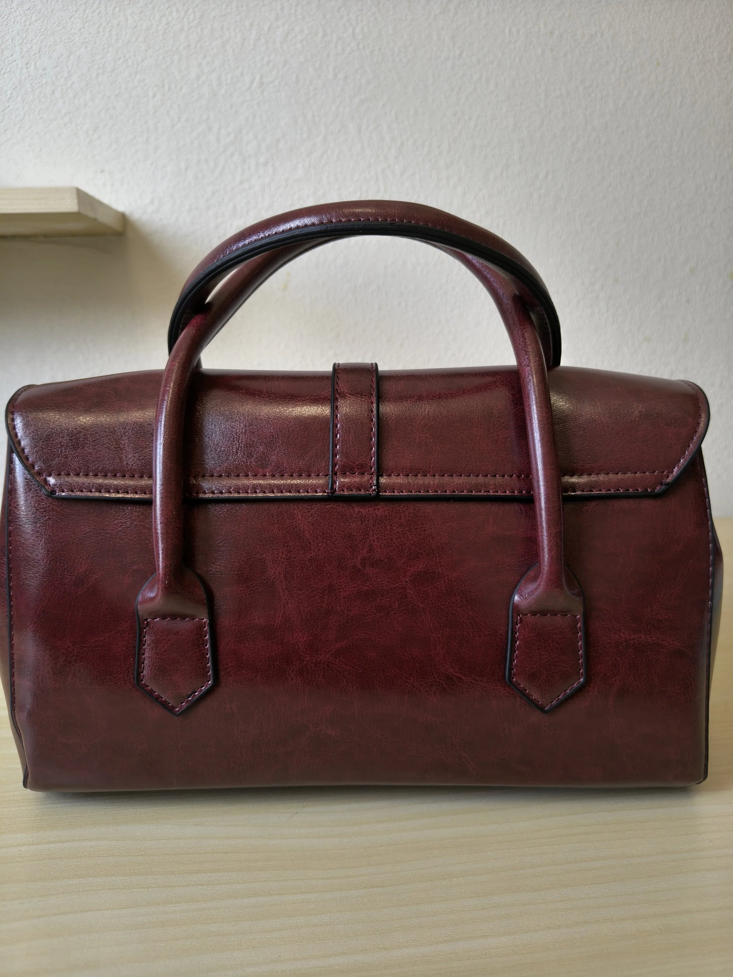 Burgundy Crocodile Embossed Spliced 3-Piece Tote Bag Set (E66)