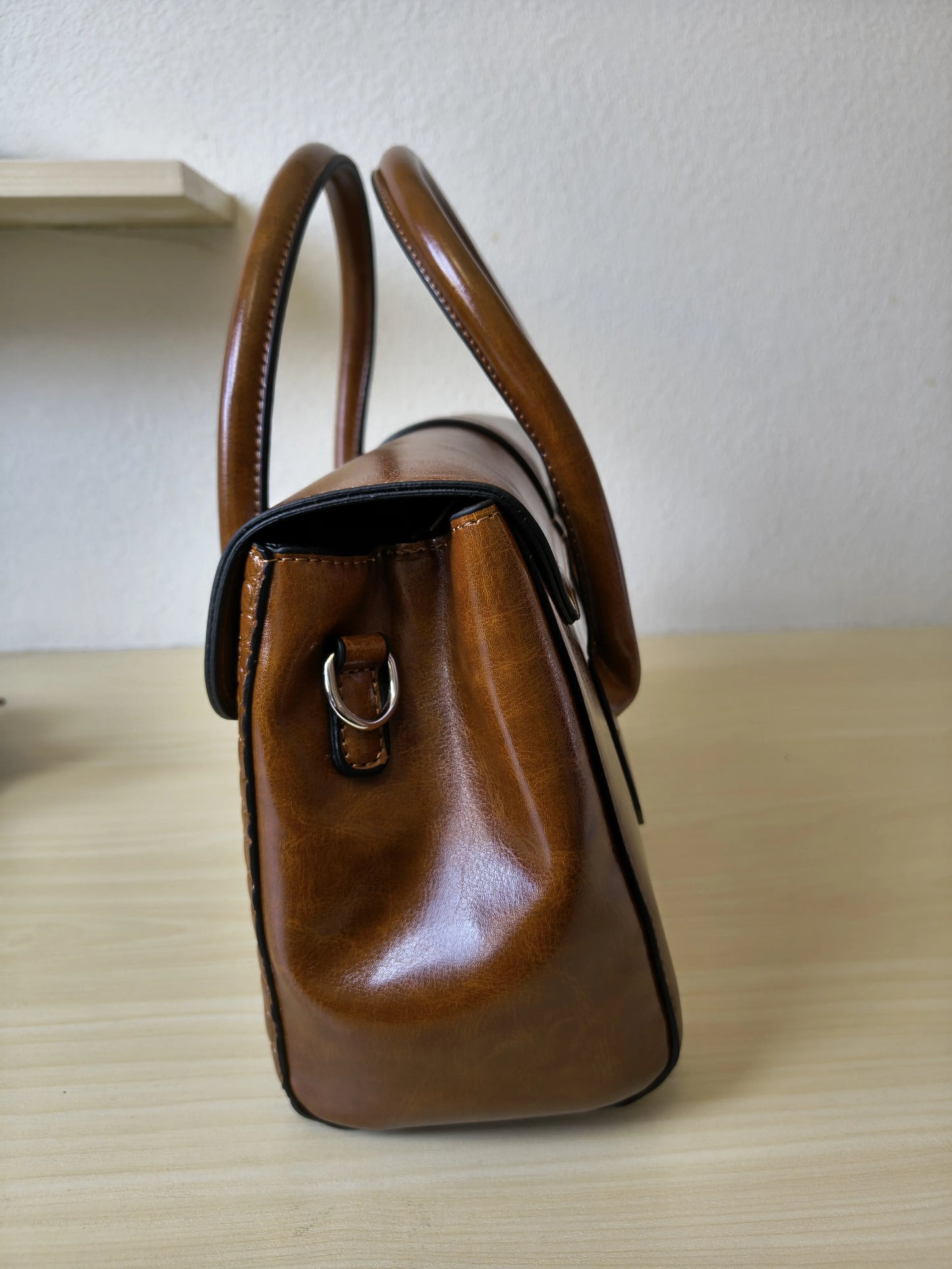 Caramel Crocodile Embossed Spliced 3-Piece Tote Bag Set (E67)