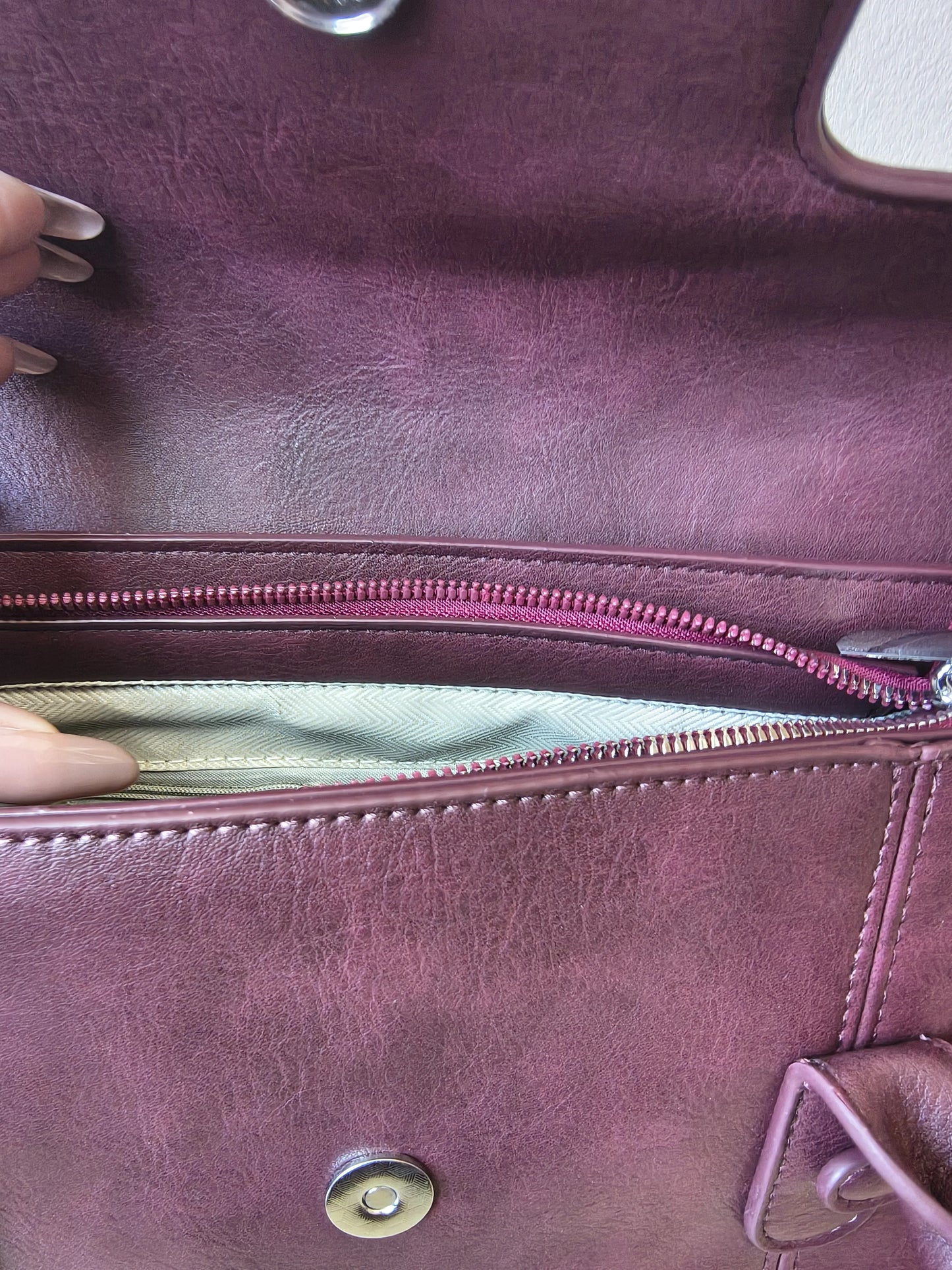 Burgundy Matte Leather 3-Piece Structured Tote Bag Set (E69)