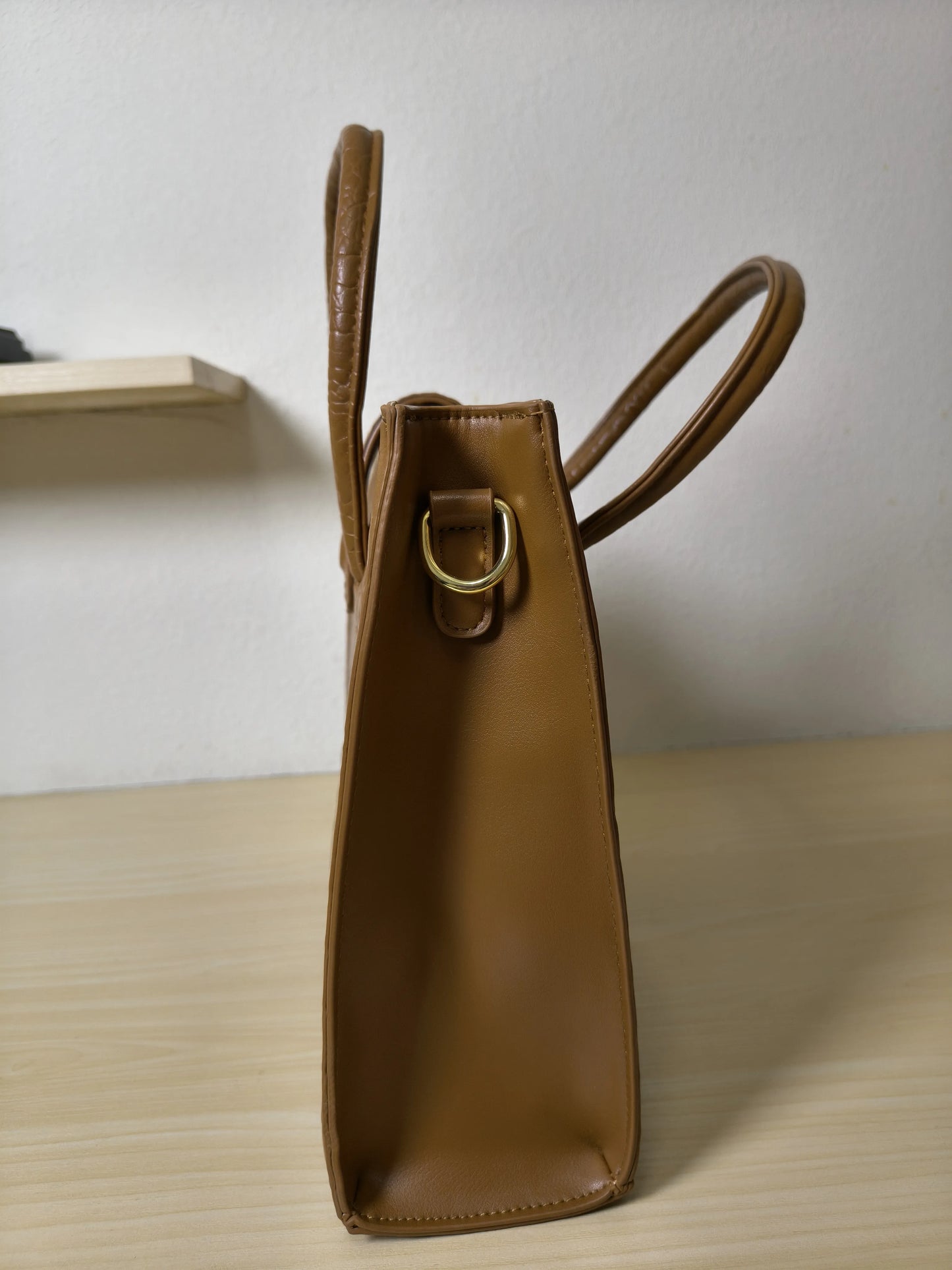 Yellowish Brown Crocodile Embossed Laptop Tote Bag (E92)