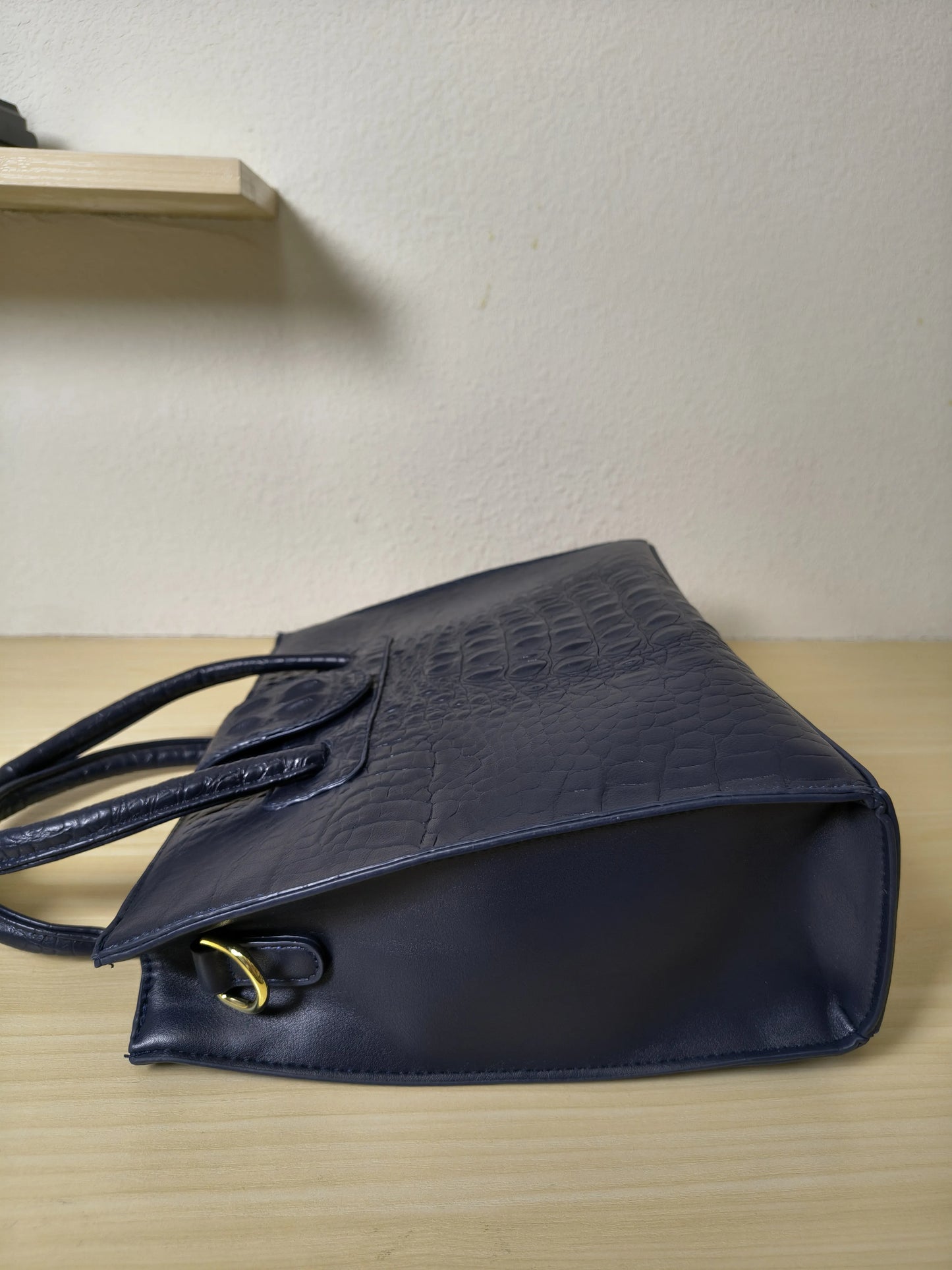 Deep Sea Blue Crocodile Embossed Laptop Tote Bag (E93)