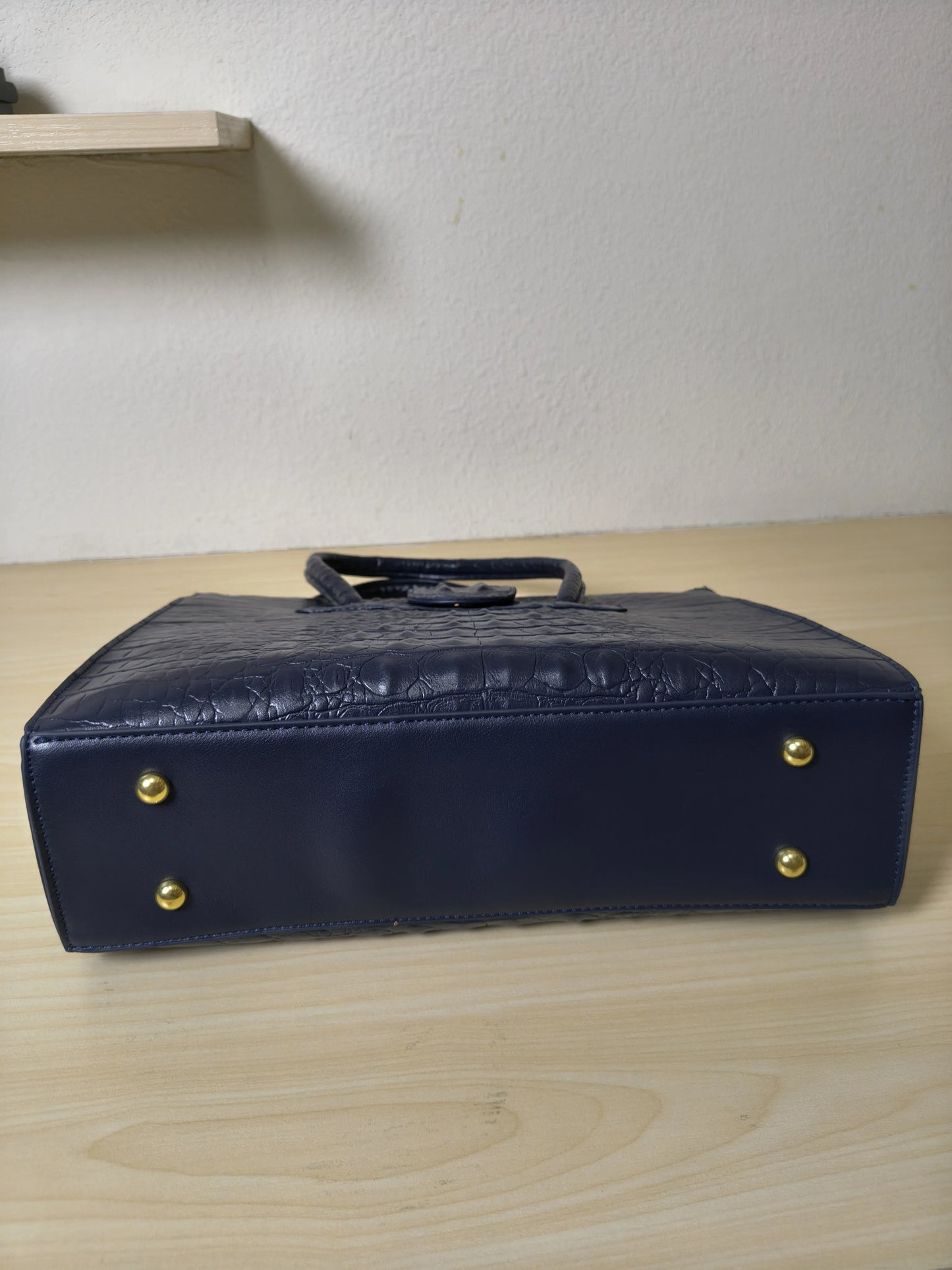 Deep Sea Blue Crocodile Embossed Laptop Tote Bag (E93)
