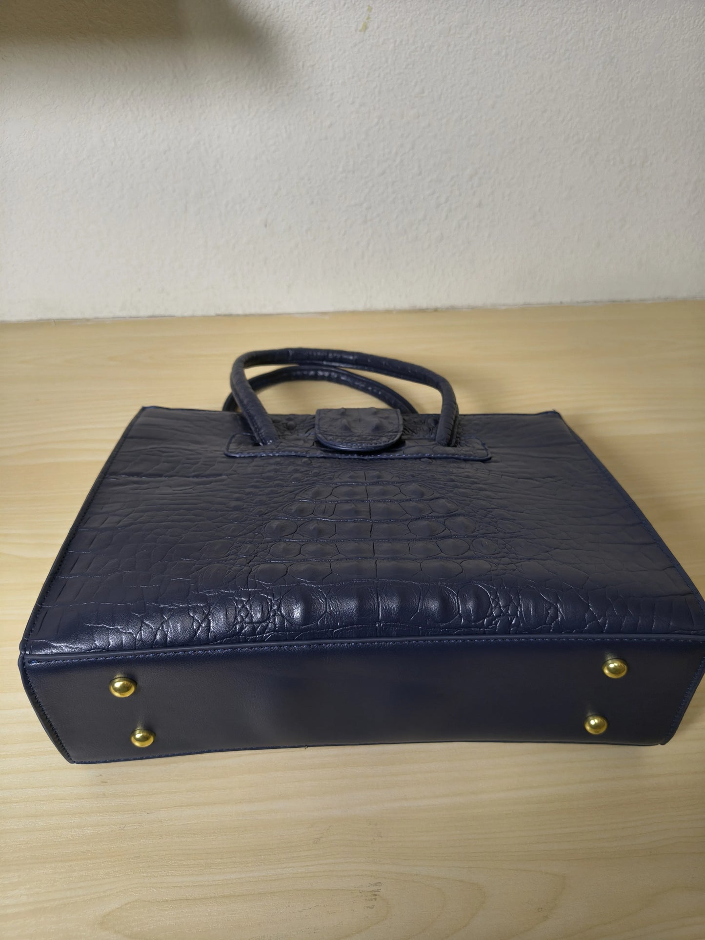 Deep Sea Blue Crocodile Embossed Laptop Tote Bag (E93)