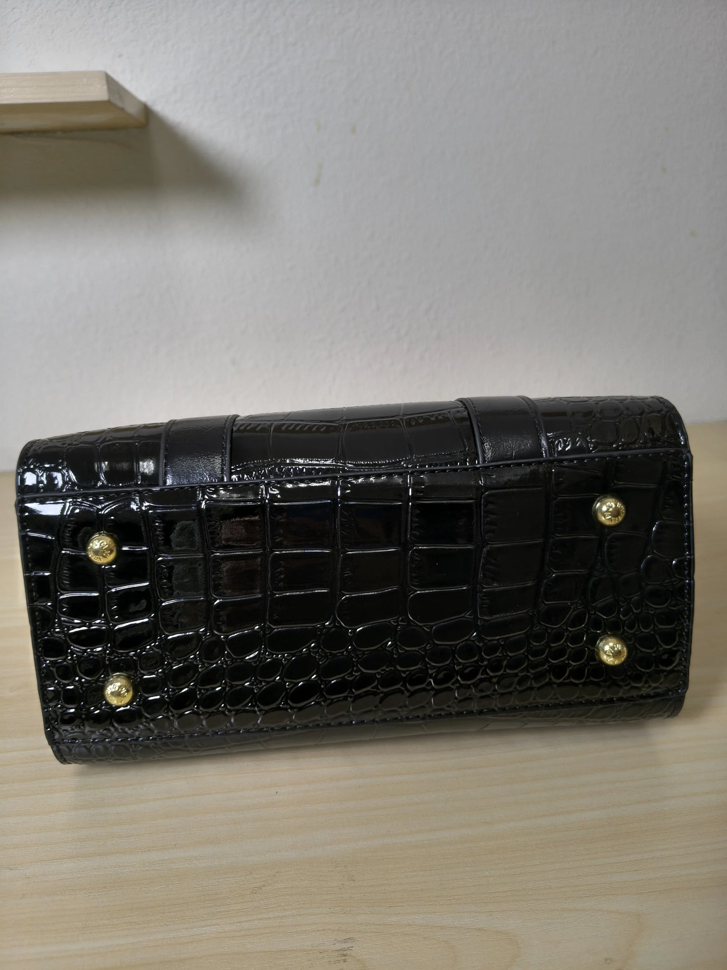 Black Crocodile Embossed Structured Tote Bag (E96)