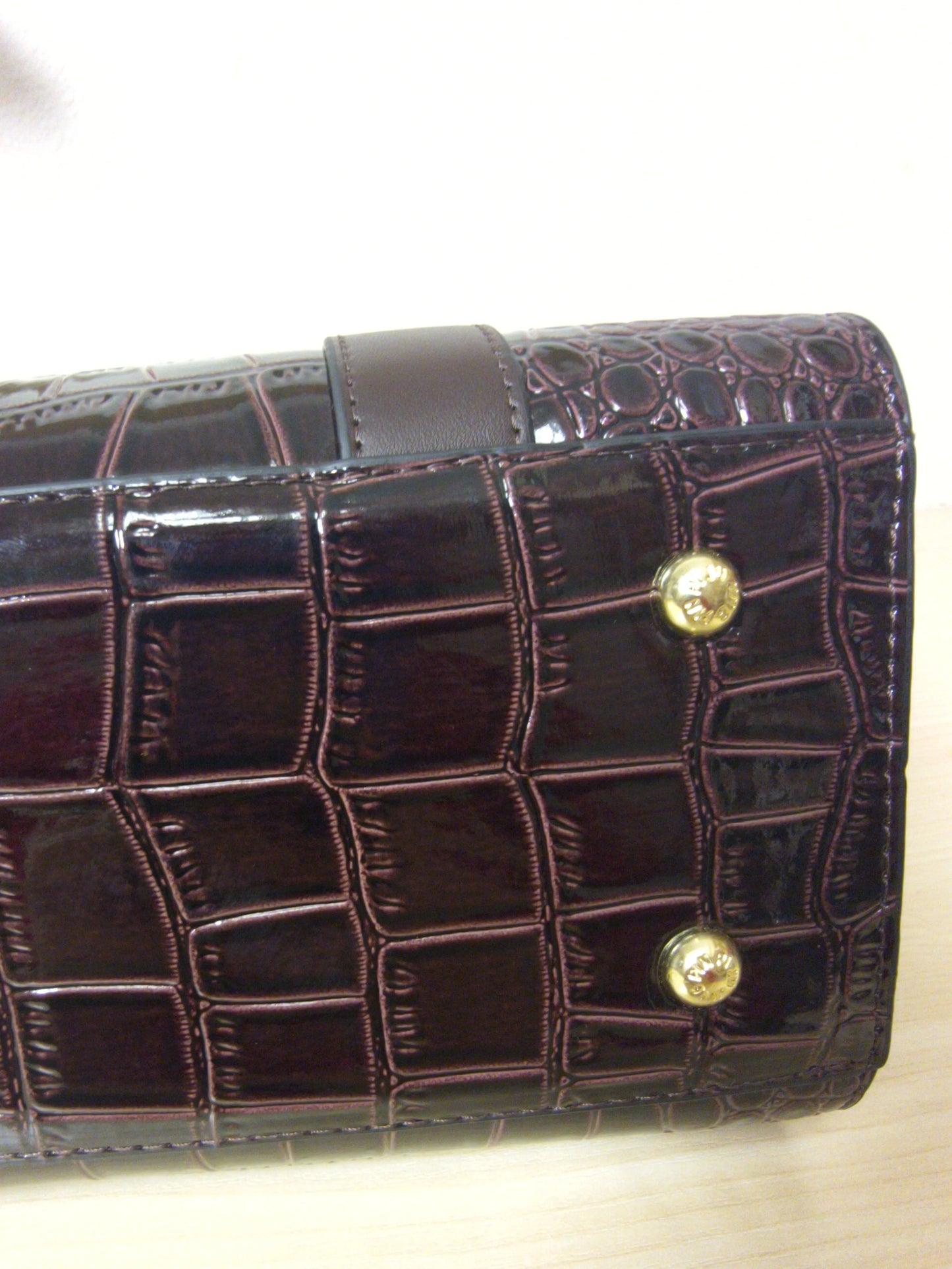 Dark Brown Crocodile Embossed Structured Tote Bag (E97)
