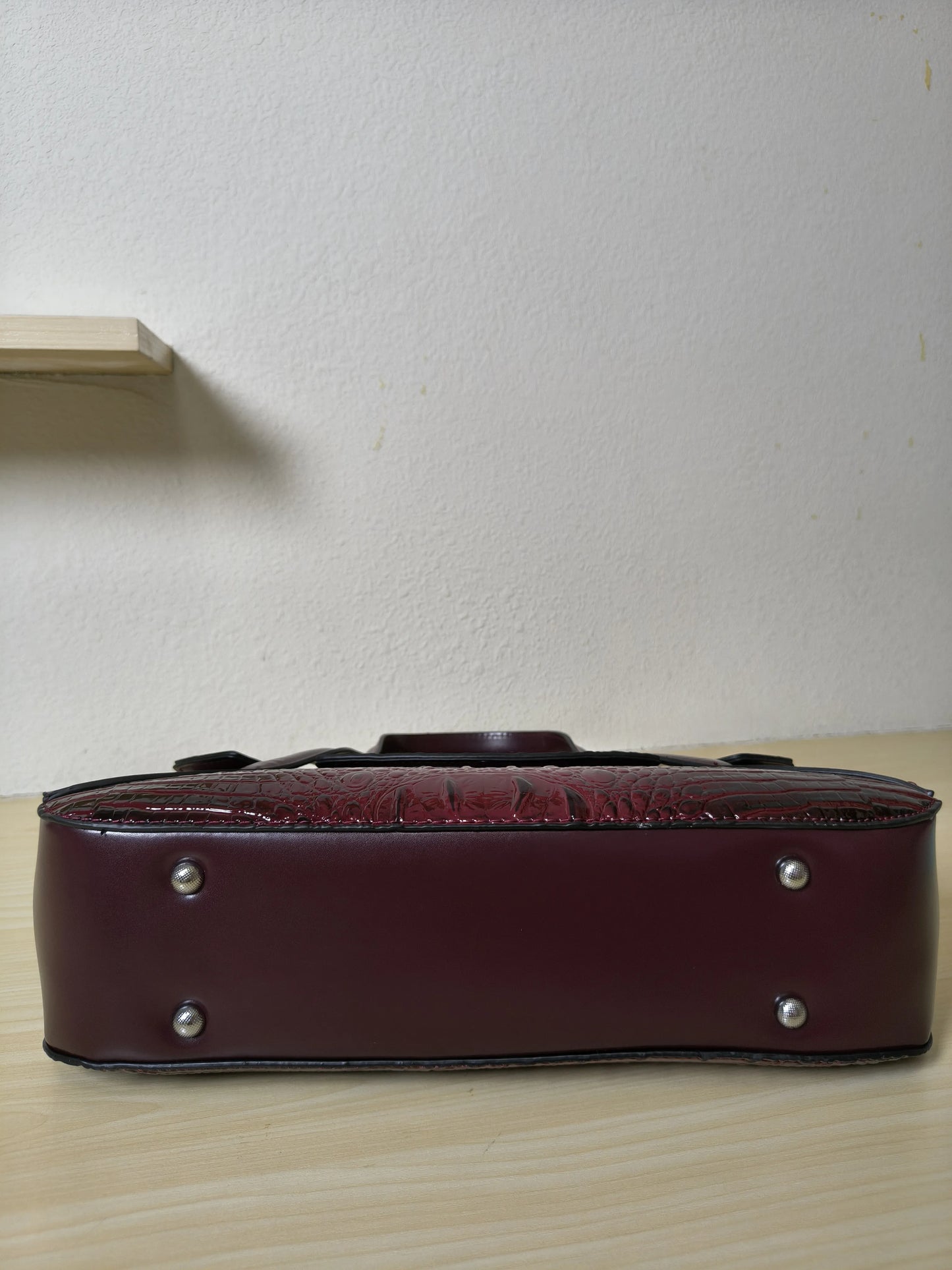 Burgundy Crocodile Embossed Long Structured Bag (E99)