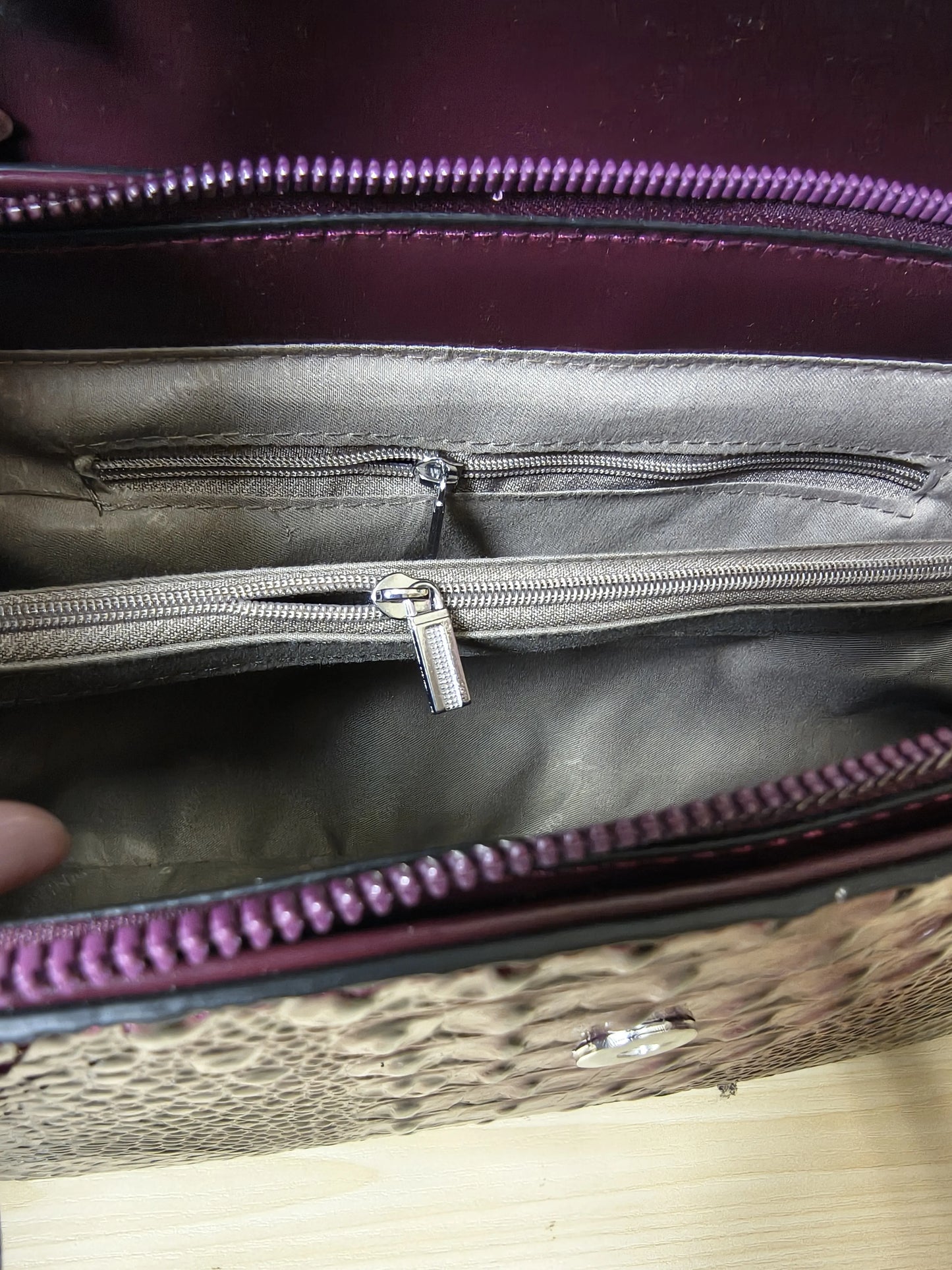 Burgundy Crocodile Embossed Long Structured Bag (E99)