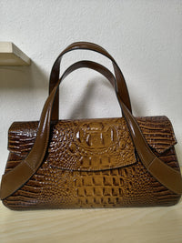 Caramel Gradient Crocodile Embossed Long Structured Bag (E100)