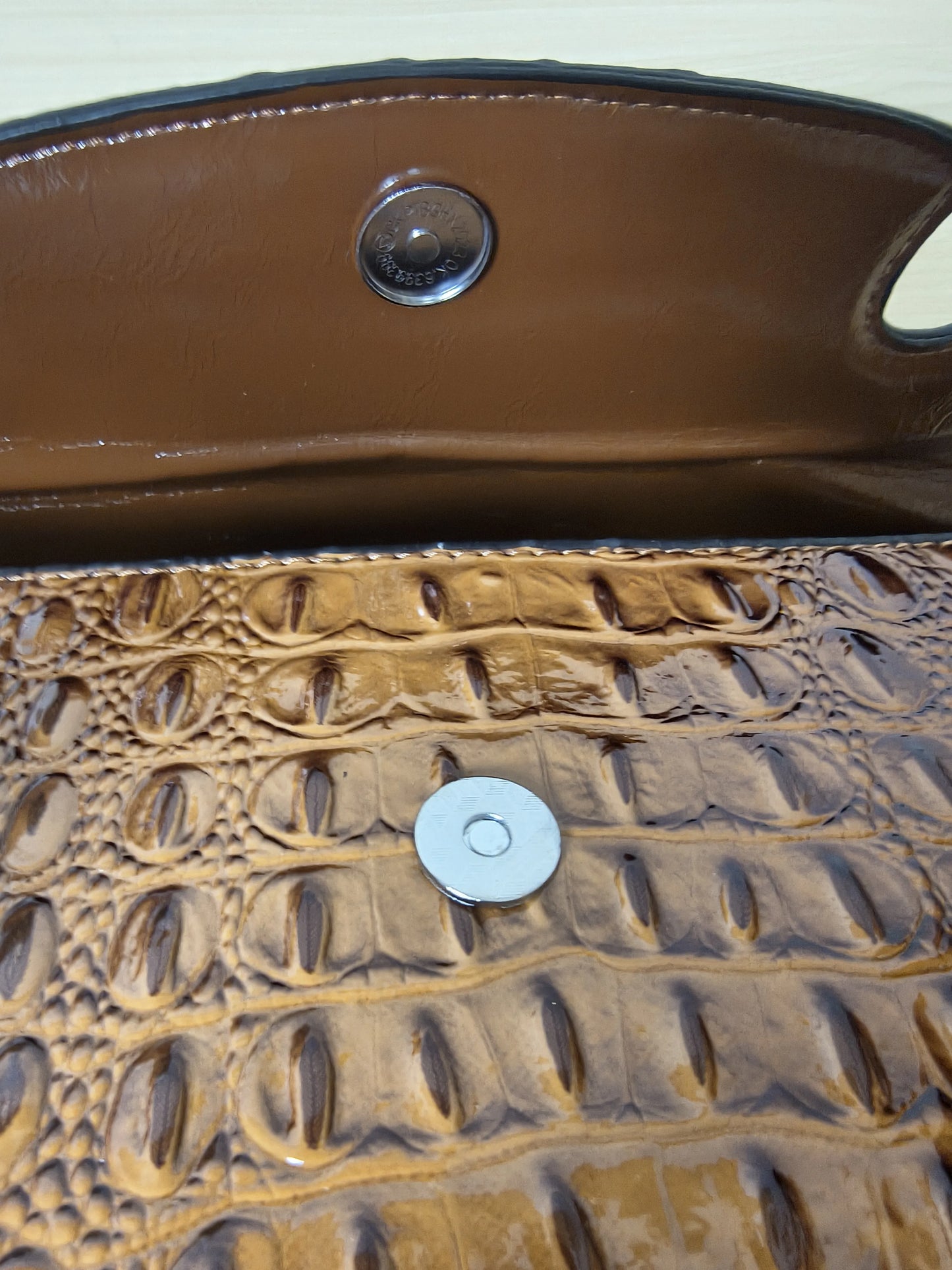 Caramel Gradient Crocodile Embossed Long Structured Bag (E100)