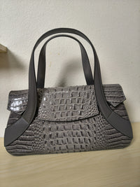 Grey Gradient Crocodile Embossed Long Structured Bag (E101)