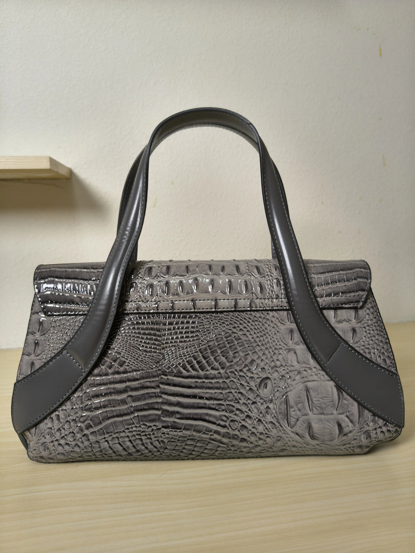 Grey Gradient Crocodile Embossed Long Structured Bag (E101)