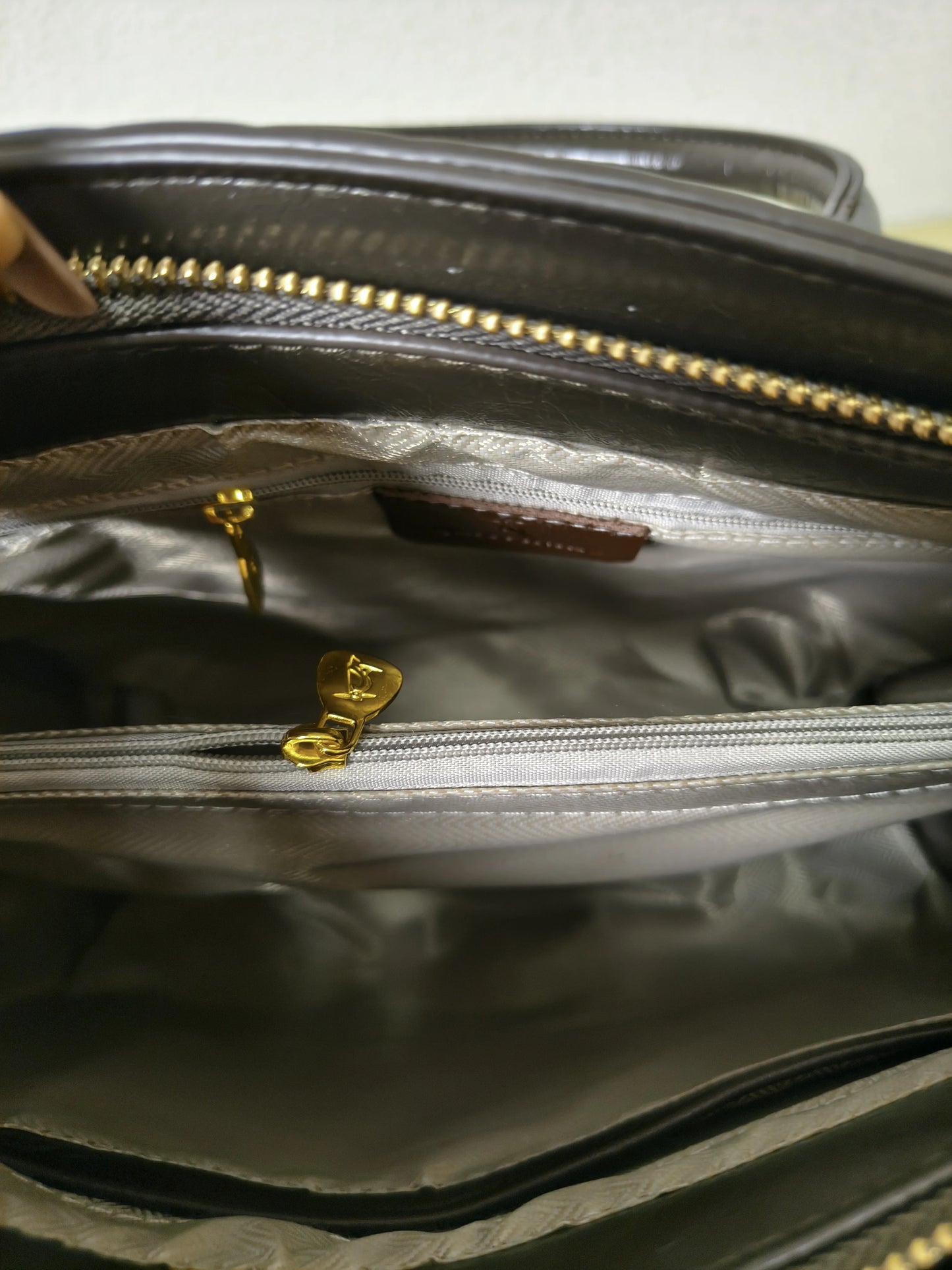 Dark Grey Crocodile Embossed Structured Bag (E110)