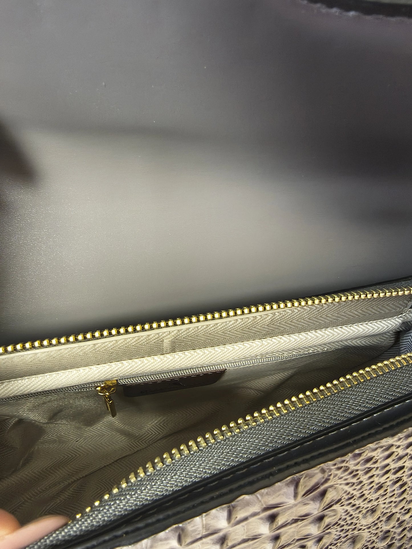 Dark Grey Gradient Crocodile Embossed Boston Bag (E120)