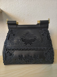 Luxury Black Gilded Metallic Lace-embroidered Bag (E127)