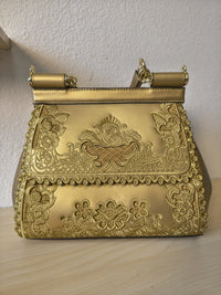 Luxury Gold Gilded Metallic Lace-embroidered Bag (E128)