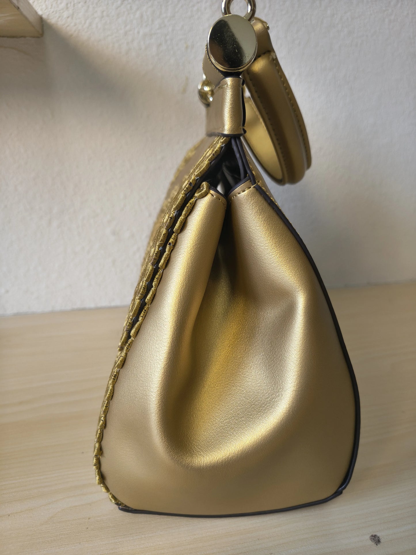 Luxury Gold Gilded Metallic Lace-embroidered Bag (E128)