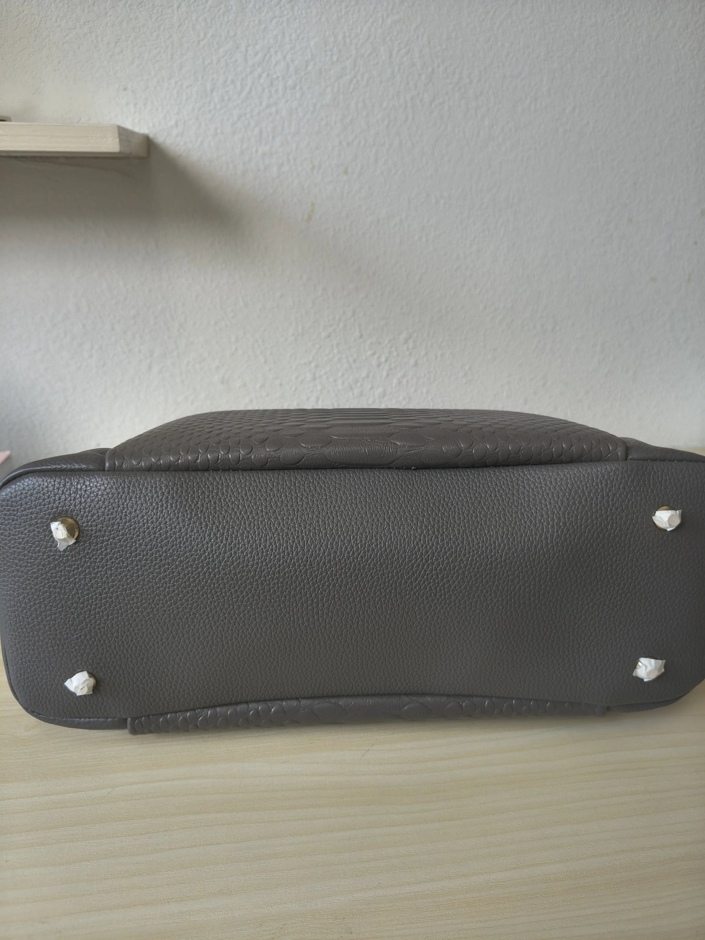 Grey 3D Python & Fish Scale Embossed Boston Bag (E130)