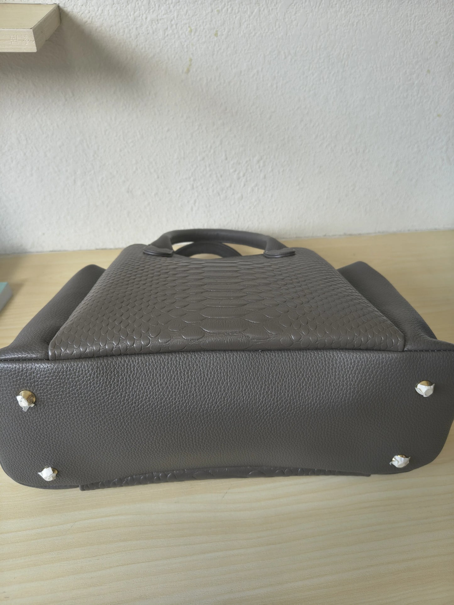 Grey 3D Python & Fish Scale Embossed Boston Bag (E130)