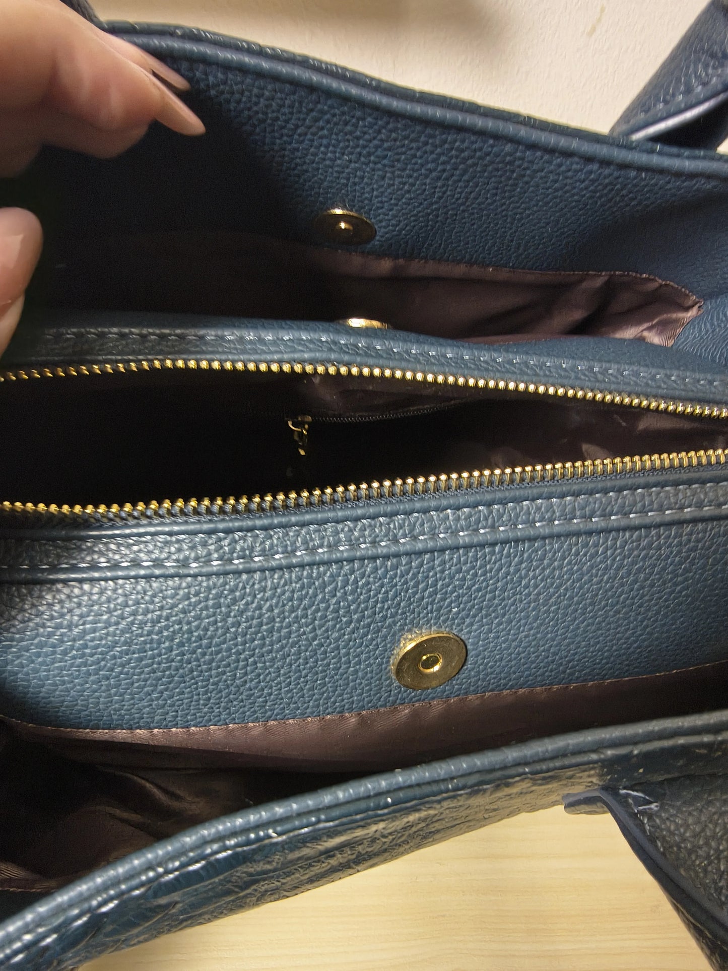 Dark Blue 3D Python & Fish Scale Embossed Boston Bag (E131)