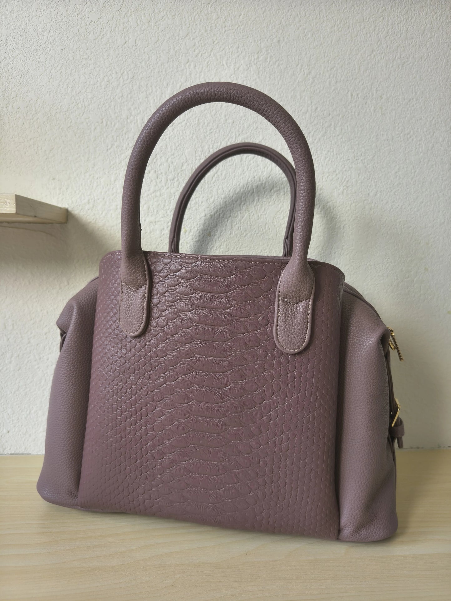 Light Purple 3D Python & Fish Scale Embossed Boston Bag (E132)