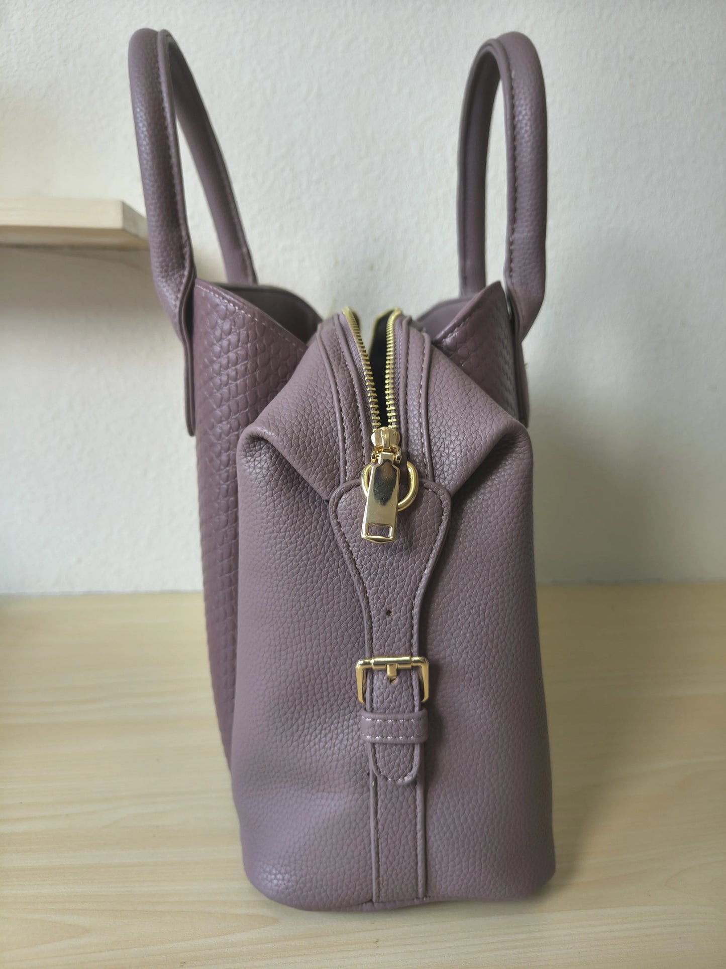 Light Purple 3D Python & Fish Scale Embossed Boston Bag (E132)