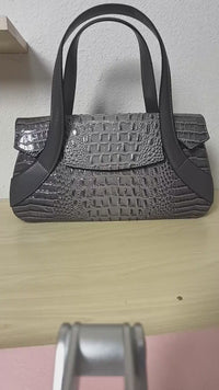 Grey Gradient Crocodile Embossed Long Structured Bag (E101)