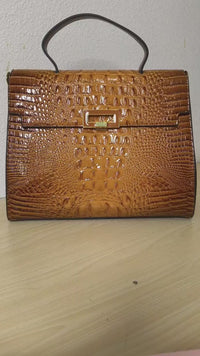Caramel Gradient Crocodile Embossed Structured Bag (E106)