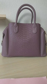 Light Purple 3D Python & Fish Scale Embossed Boston Bag (E132)