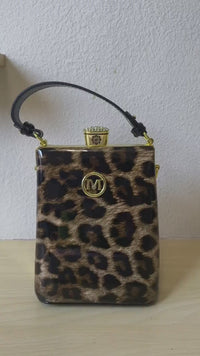 Classic Metallic Texture Structured Rhinestone Frame Box Bag (E53)