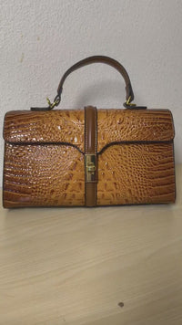 Caramel Gradient Crocodile Embossed Boston Bag (E121)