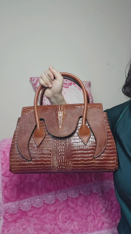Tan Croc Luxury Convertible Bag