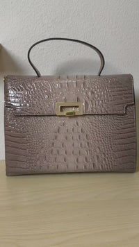 Khaki Gradient Crocodile Embossed Structured Bag (E103)