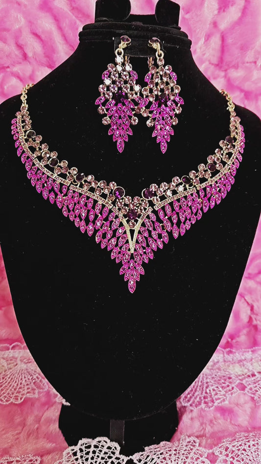 Majestic Crimson Jewel Butterfly Regal Jewelry Set