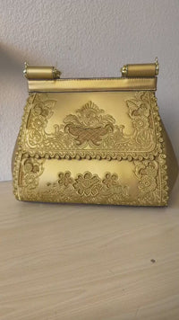 Luxury Gold Gilded Metallic Lace-embroidered Bag (E128)