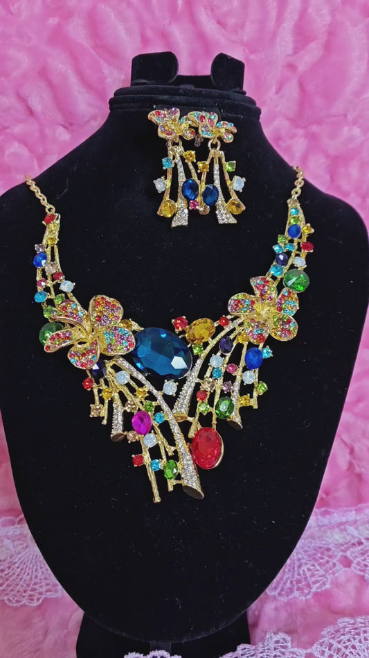 Majestic Multigem Blossom Cascade Jewelry Set
