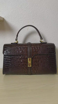 Brown Gradient Crocodile Embossed Boston Bag (E122)